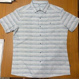 Kuhl Persuadr Shirt Men's Medium Light Blue Striped Button Down Shirt